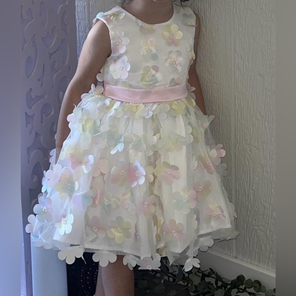 Size 24 months- Jessica Simpson 3D floral mesh dress  / NEW with tags 💐 - Picture 3 of 7